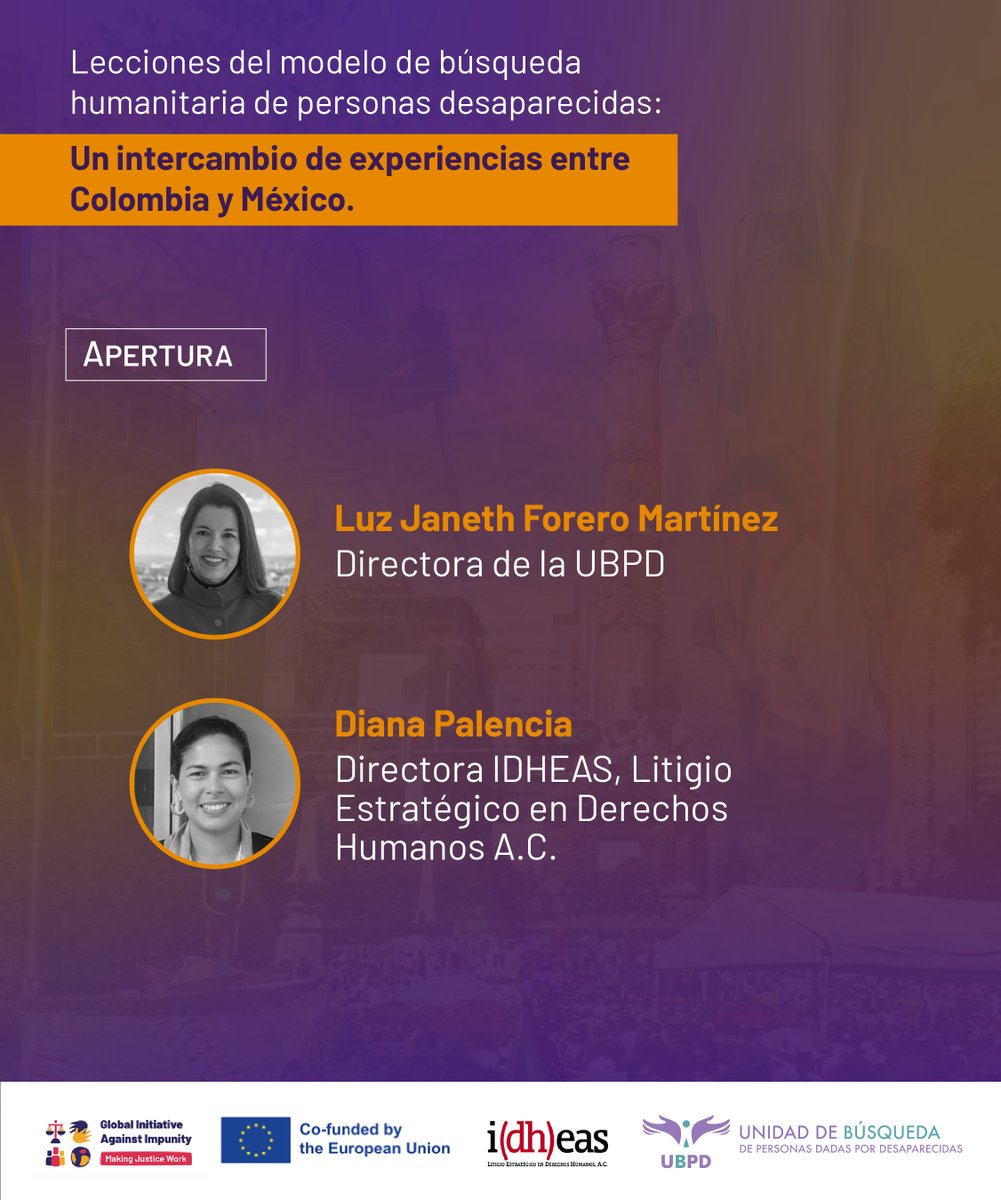 UBPDcolombia's tweet image. La @UBPDColombia e @idheasdh convocan a un intercambio crucial. ¿Por qué la búsqueda humanitaria es tan importante para encontrar a los desaparecidos?

👉 Súmate al panel de expertos nacionales e internacionales en nuestra transmisión en vivo mañana 11 de noviembre a las 9:00 am.
