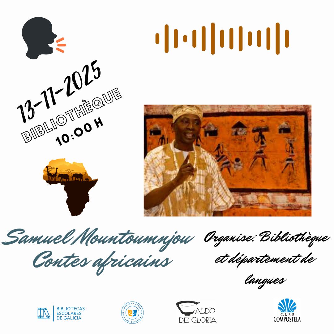 África no <a href="/CIFPCOMPOSTELA/">CIFP Compostela</a>  con #SamuelMountoumnjou
Contes africains
#bescolaresgal #français #narraciónoral #departamentodeidiomas #contos #contes #clubsdelectura