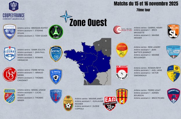 ⭕️Coupe de France 

⚽️ Les arbitres désignés

🖥️Retrouvez toute l'actualité des arbitres d'élite français sur notre site web en description du compte #arbitrage #womenchampionsleague