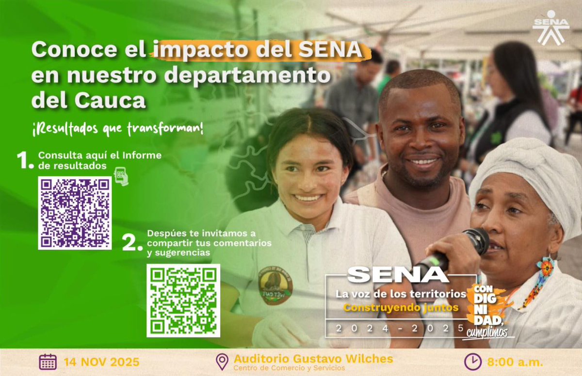 📊 Conoce los resultados, logros y acciones que fortalecen el desarrollo del Cauca.
El SENA Regional Cauca presenta su Informe de Gestión 2024–2025, un reflejo del trabajo que transforma vidas y territorios. 🌱