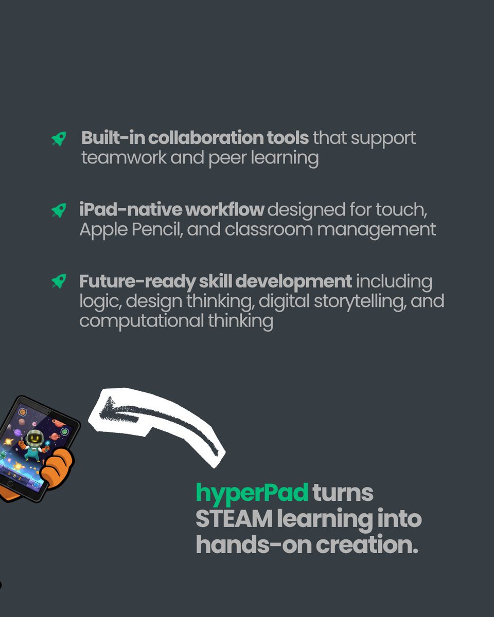 hyperPadApp's tweet image. Empower your classroom with creation.

Perfect for Apple school classrooms with iPads that have robust EdTech programs. 

We are accessible and powerful, priced competitively.

Check us out on iPad. 🚀📱✨

#EdTech #iPad #Education #AppleEDU #K12 #teacher