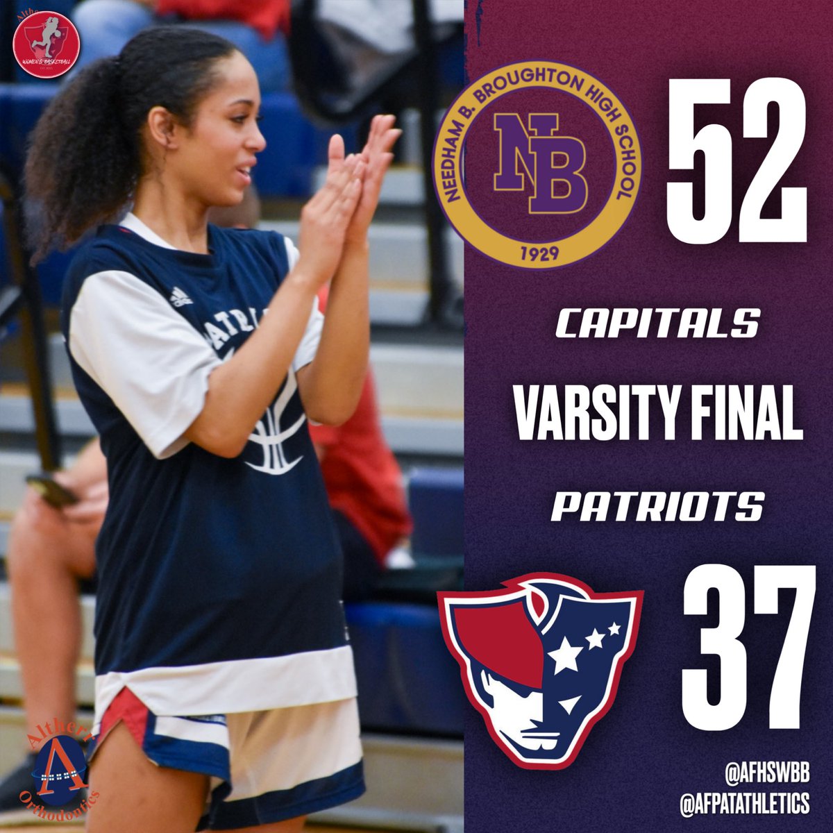 Final: Tough loss for your <a href="/AFHS_WBB/">Apex Friendship WBB</a> Lady Patriots. #PatFam #RepAfhs