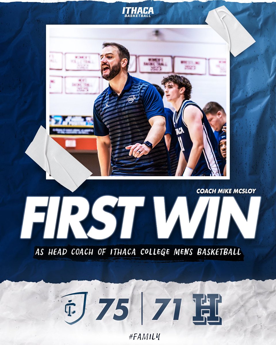 IthacaMBB's tweet image. First of many for @MikeMcSloy ! 

Congratulations, Coach!

#GoBombers | #Family | #D3Hoops
