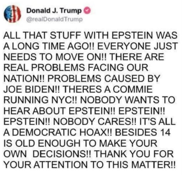 Nanageddon57's tweet photo. Trump posted this on his Trump Social haven for pdf's.
Anyone else would be sitting in jail while their computers and residences were searched for CSAM. https://t.co/2qQLC2yoc5