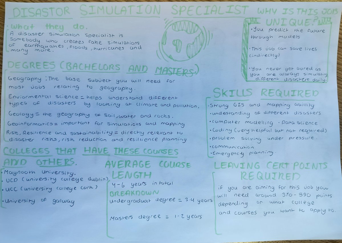 ShaunaScanlon10's tweet image. To kick off #CAW2025 R. Lorcan students in our 2nd year geog class did some excellent info graphics/posters to highlight some of the career paths that can be taken through the study of geography. We might see some future geologists from @Colaistebride in the future!🤞🧑‍🎓🪨🏔️🏞️🌍.