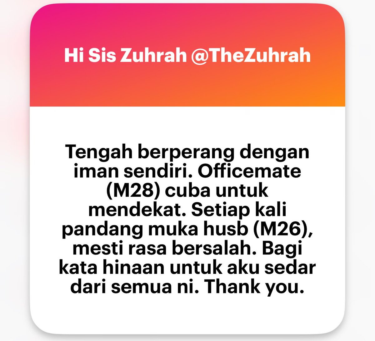 zuhrahx's tweet photo. Dah kawin, tapi officemate M28 cuba mendekat.
You either report to HR atau berhenti kerja & cari kerja lain. Banyak lagi tempat lain yang halal untuk cari rezeki.
#How2R https://t.co/dNDrBf8BMb