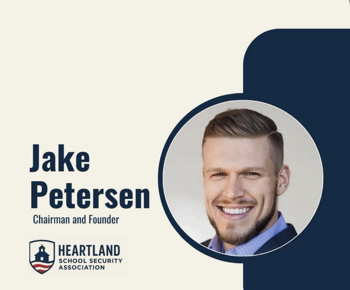 HSSAofficial's tweet photo. Today's spotlight is Jake Petersen. 

Jake is a national security professional and the Founder of the Heartland School Security Association (HSSA), a nonprofit dedicated to making effective school security accessible, practical, and proactive for every K–12 school. https://t.co/iWtr5QeKxF
