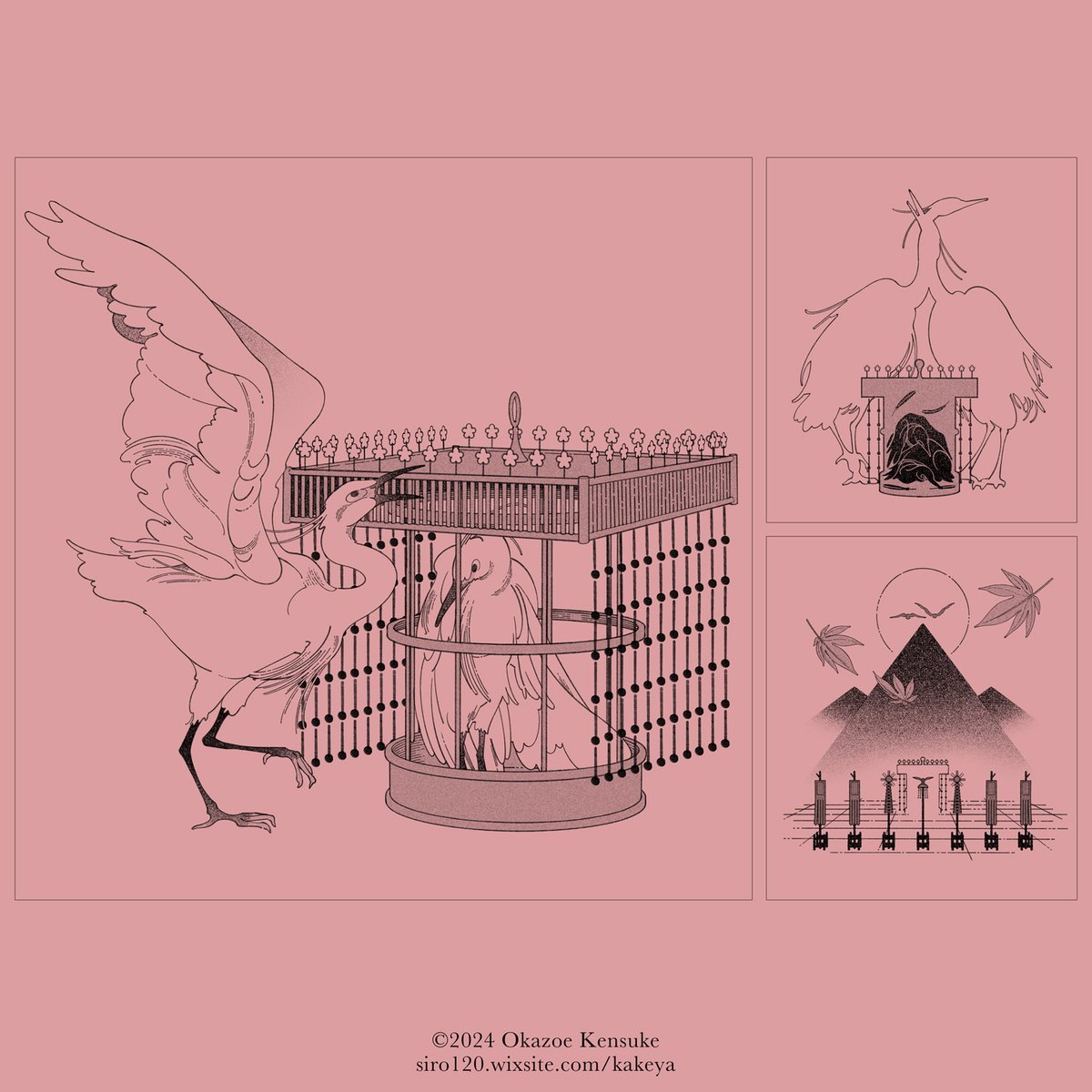 【8/8】
中央公論新社刊／婦人公論にて2024年9,10月号掲載
周防柳さん著『恋する女帝』挿絵より再掲

15：望みの果てと“表”の裏側
16：旅

最終回は特別感の演出と、読者の想像により委ねる為。また物語の読後感を表す為、人は描かずイメージ画に。
以上、8日間のお付き合いありがとうございました！