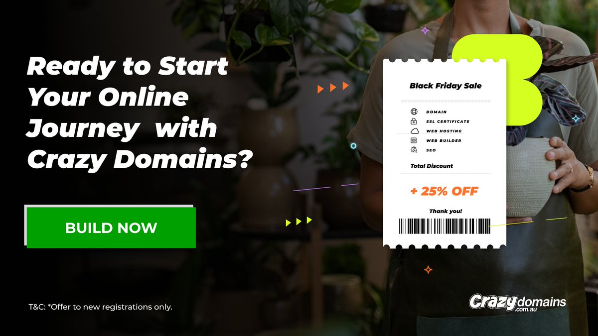 FlyingSoloAU's tweet image. Build big, spend small with the @CrazyDomains Black Friday sale, on now! Mix and match your favourite solutions to launch your dream business online. Stack 5 or more essentials and get up to 25% off.

🔗crazydomains.sjv.io/c/5489751/3396… 

*Discounts apply automatically at checkout