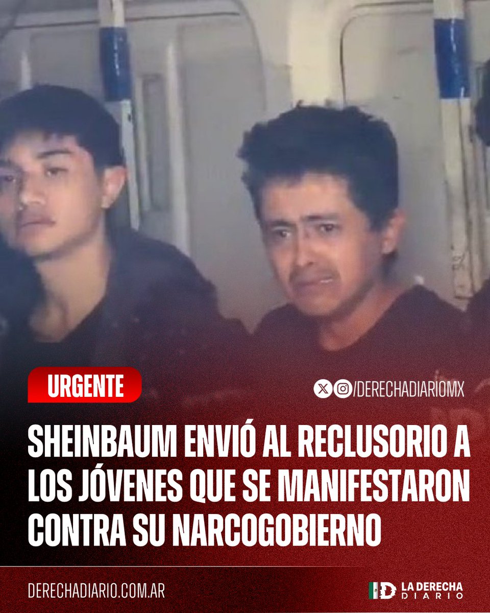 🚨🇲🇽 | #URGENTE Ocho jóvenes arrestados por la policía de Sheinbaum fueron enviados al reclusorio Norte por protestar en contra de su narcogobierno en la marcha de la Generación Z.