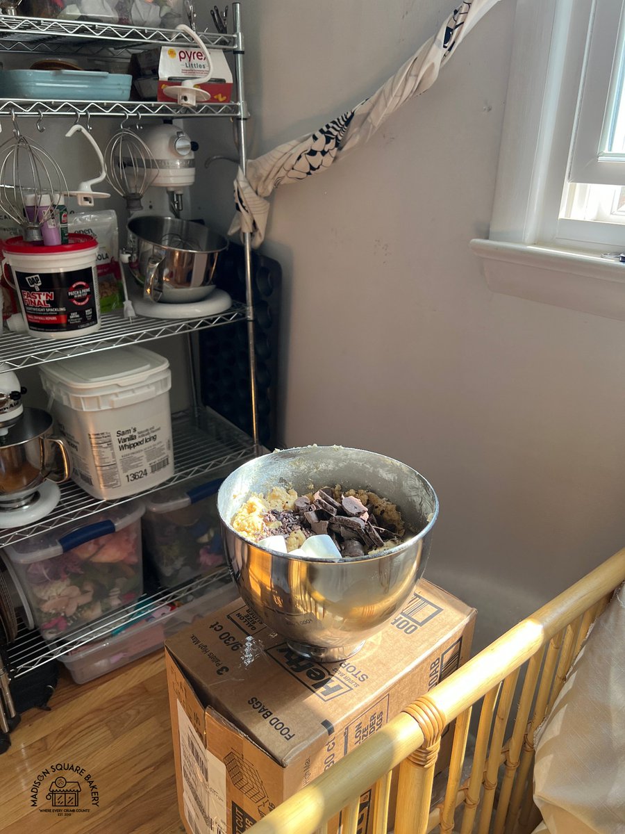 MadisonSqBakery's tweet image. Getting the perfect sunlit picture is top priority at the bakery, so if we have to put the bowl on top of 10 boxes to get a great shot, we will 🍪