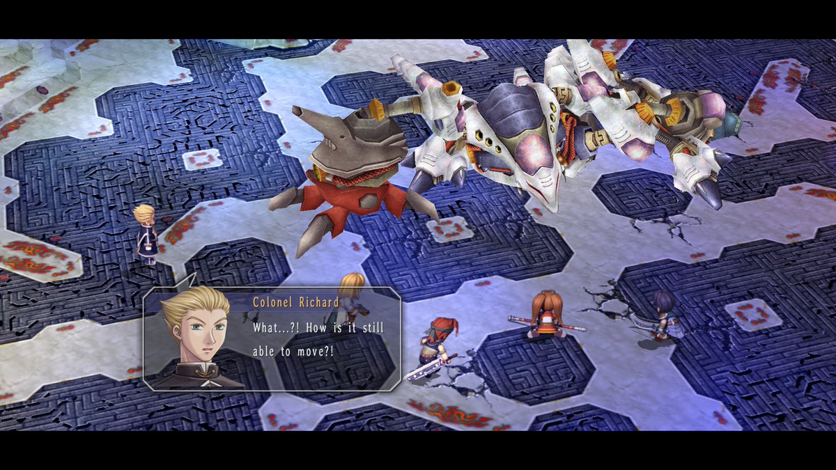 Garhom13's tweet image. Just when we think we&apos;ve finally beaten the robot, it gets up to attack again! Why won&apos;t you just stay down! Richard steps in, hoping to repent by giving us time to escape. Then, at the last moment, Cassius appears, giving us an opening to finish the monstrous machine for good!