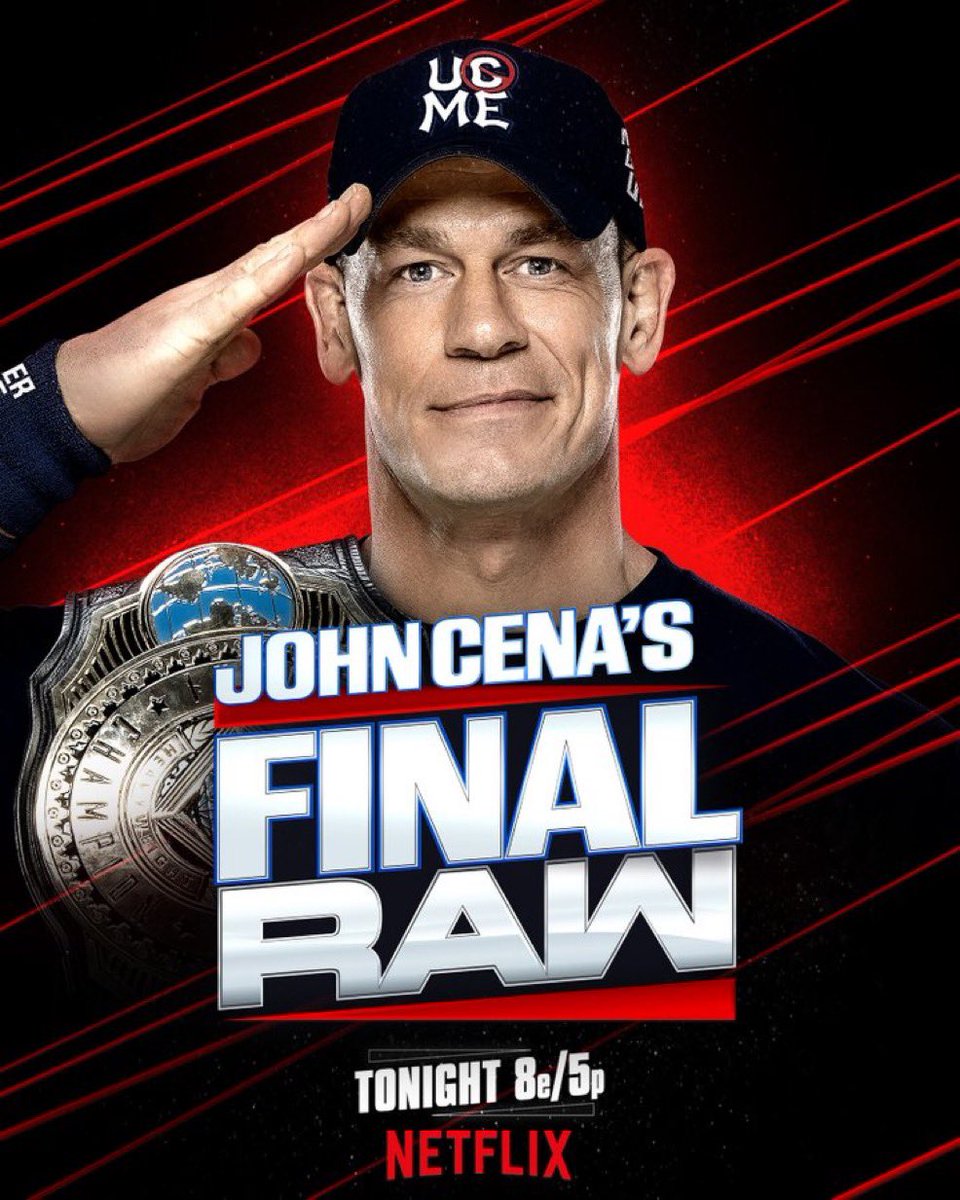 TripleH's tweet image. From the entertainment capital of the world…

@JohnCena’s final #WWERaw.

@Gunther_AUT vs. @WWEJeVonEvans. 

Solo Sikoa vs. A mystery opponent.

@BeckyLynchWWE defends her IC Title against @maxxinedupri. 

The road to #SurvivorSeries: WarGames rolls on RIGHT NOW on @netflix.