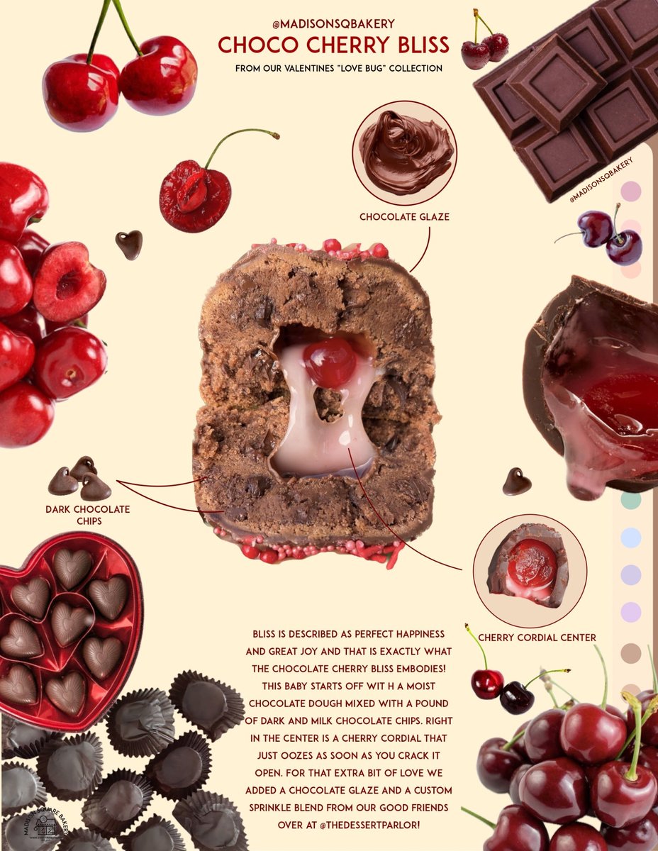 MadisonSqBakery's tweet image. 2022 we released a Valentine’s line and this was the star of the show! A whole chocolate covered cherry inside of a cookie! And it stays in tact until you bite into it and then oozes out! Honestly, compliments to the chef for this one 🍒🍪