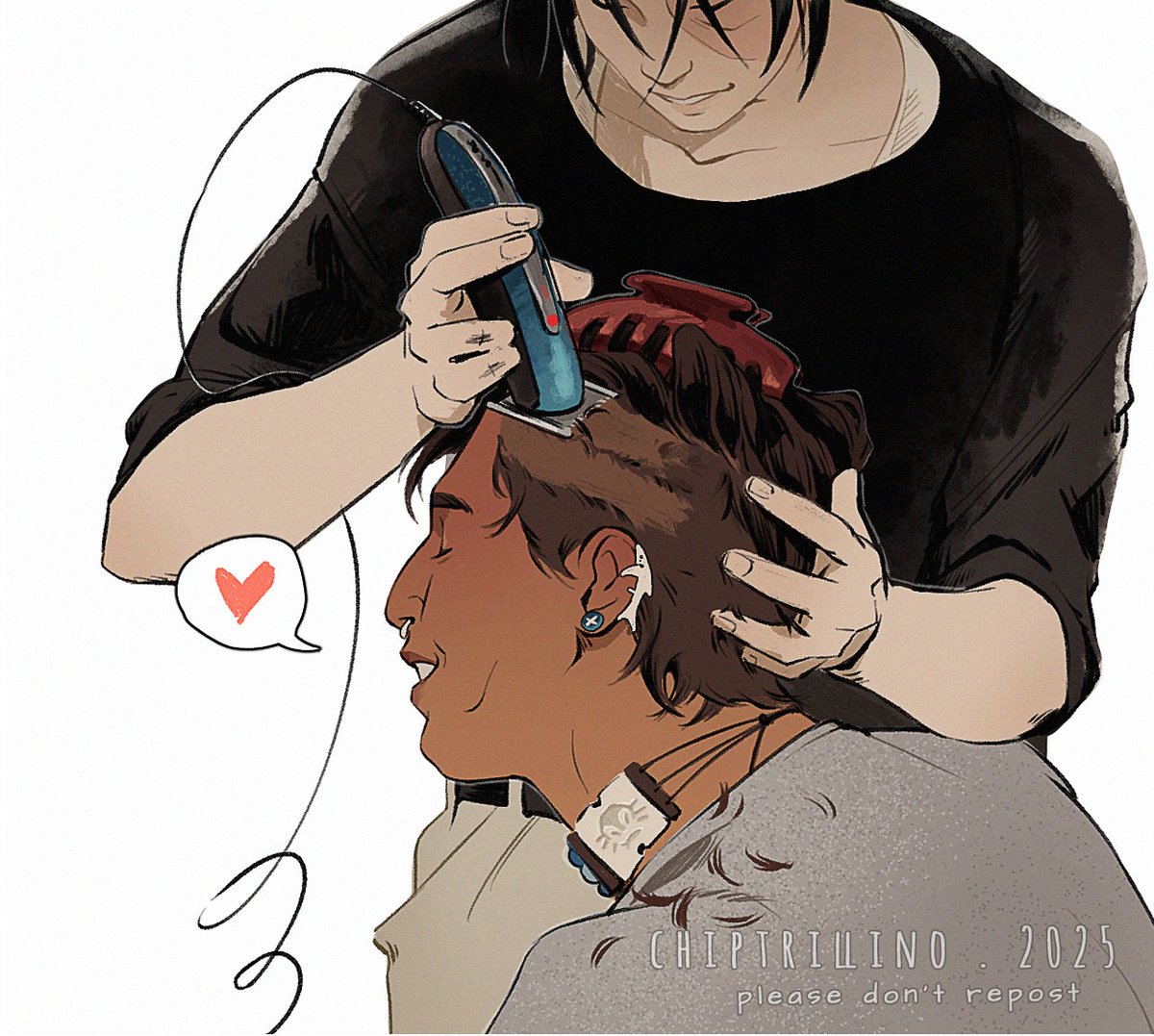 chiptrillino's tweet image. for tumblr's zukkaweek 2025 day 2: Hair

sokka has way to much trust in zuko's skills with the clippers. 
and he also trusts zuko to much that his boyfriend won't chew his hand off. 

#AvatarTheLastAirbender #zukka #zuko #sokka #atla