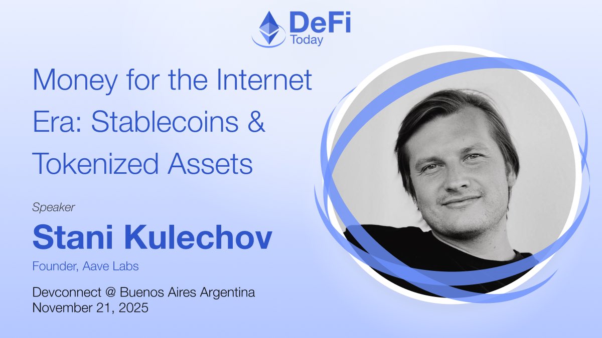 ethconomics's tweet photo. How are stablecoins and tokenized assets redefining liquidity for a global economy?

Learn @StaniKulechov take on the future of programmable money at his talk:

Money for the Internet Era: Stablecoins &amp; Tokenized Assets

📍Nov 21 · Inside @EFDevcon 

Be there. Get your ticket ↓ https://t.co/JKv42CbhUI