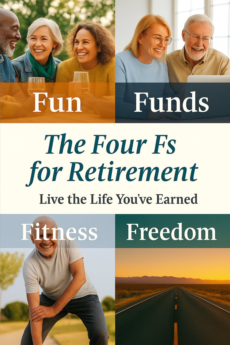 ChrisLands_com's tweet photo. Retirement should feel exciting — not confusing.
The Four Fs make it simple: Fun, Funds, Fitness, Freedom.
Design your best chapter yet ✨
👉 https://t.co/RROUaTmwpF
#RetirementTok #Over50Tok #BoomerTok #RetirementGoals #RetirementPlanning #LifeAfter50 #FourFs #RetireStrong https://t.co/4827FYpZ4J