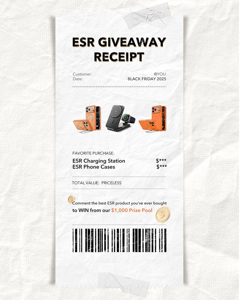 esrtechofficial's tweet photo. Black Friday GIVEAWAY Begins!⁣
We’re giving away over $1,000 in prizes to celebrate those who’ve been with us through chargers, cases, wallets, and all the upgrades in between. 👀🧾⁣

Join the Giveaway on IG now:
https://t.co/aWrB99aOra

#ESR #ESRTech #BlackFriday #Giveaway https://t.co/ooKp1X2l0v