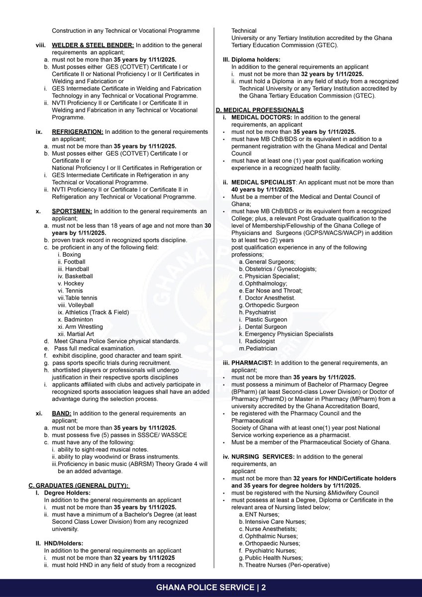 Trying to apply for the Ghana Police Service Graduate General Duty position, but it’s not showing on the recruitment portal. Can <a href="/GhPoliceService/">Ghana Police Service</a> kindly clarify if this role is still available or there’s a portal issue?<a href="/samgeorgegh/">Sam 'Dzata' George 🦁🇬🇭</a> <a href="/MinterGh/">Ministry of the Interior, Ghana</a> <a href="/gyaigyimii/">KALYJAY</a> <a href="/ksheldonstudios/">KSS</a>