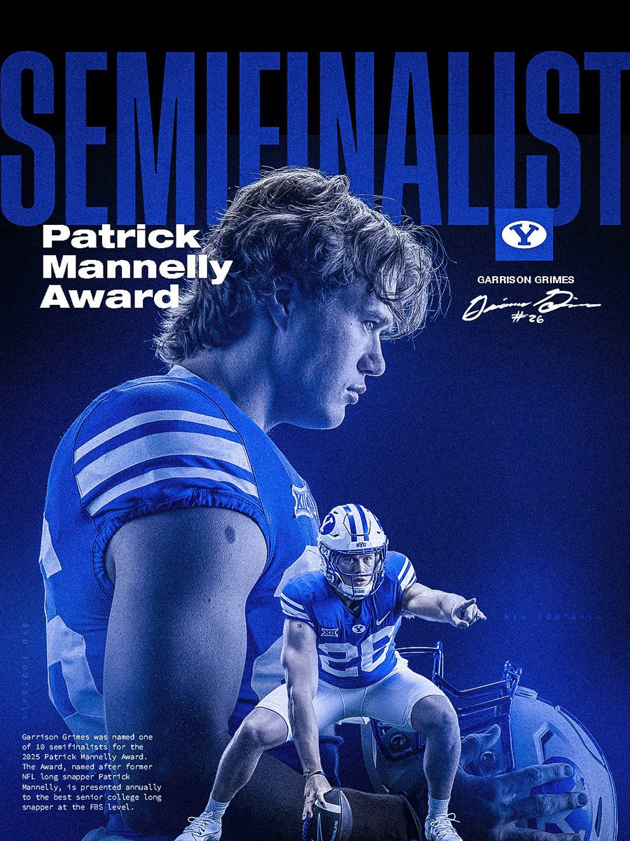 PATRICK MANNELLY AWARD SEMIFINALIST

<a href="/GarrisonGrimes/">Garrison Grimes</a> 🤝 <a href="/MannellyAward/">The Patrick Mannelly Long Snapper Award</a>