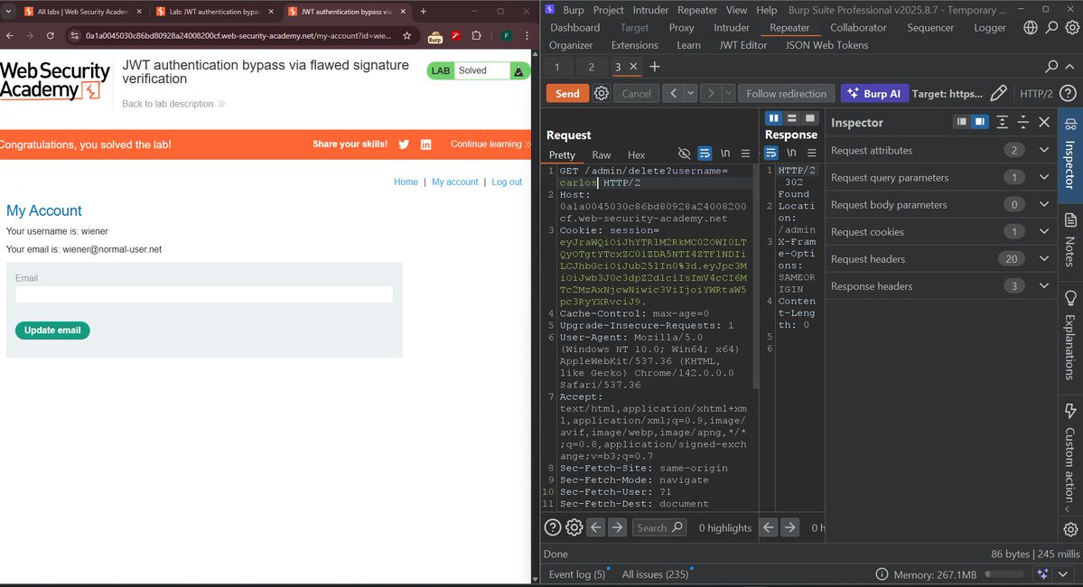 Cyber_matri_x's tweet image. Just exploited a JWT authentication bypass at 1 AM
Stay-logged-in cookie? More like &quot;stay-pwned&quot; cookie 💀
This is why JWT security matters. Let me break down how I bypassed auth in 4 simple steps 🧵👇
#JWT #CyberSecurity #WebSec #BugBounty