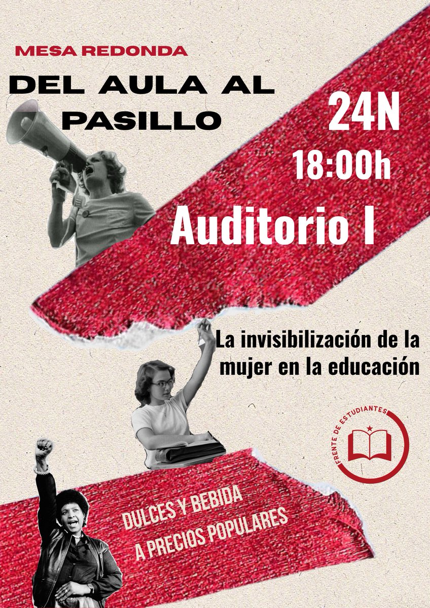 🔴Por último, el lunes 24 estaremos organizando una mesa redonda con trabajadoras y estudiantes de la facultad, donde las compañeras expondrán sus vivencias en sus centros de estudio y trabajo.

¡Si el sistema calla, nos haremos escuchar!