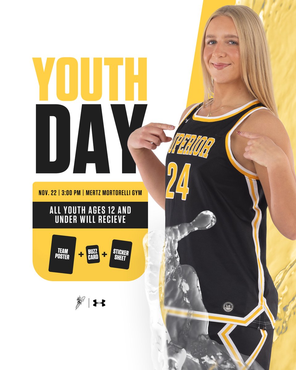 Saturday is YOUTH DAY! All children under 12 are free when we take on MSOE. After the game kids will receive a free team poster, sticker sheet, a Buzz trading card, and have the chance to meet the Yellowjackets!

#WeAreSuperior