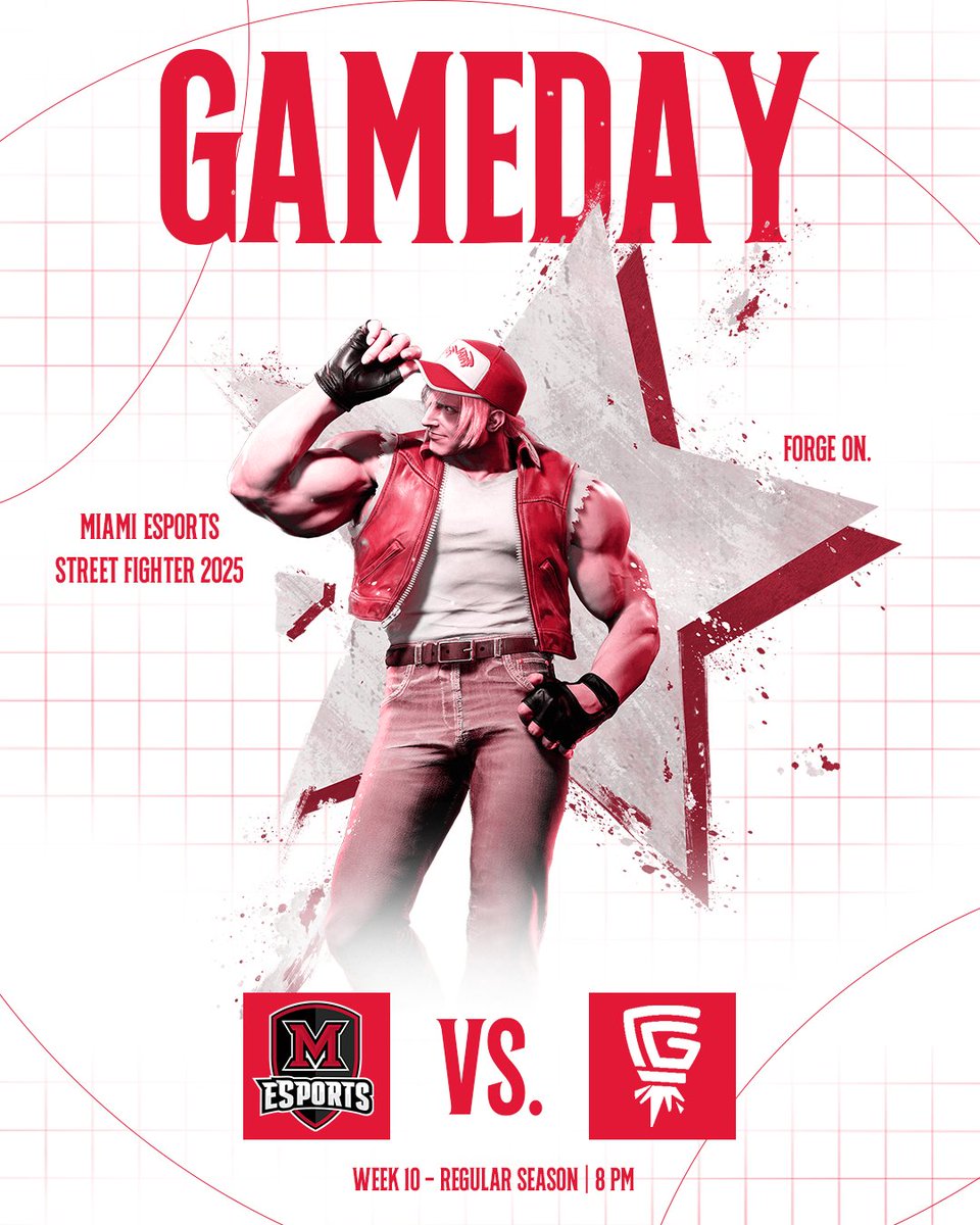 Let’s get ready to rumble! 🥊💨

This week is the LAST WEEK of the regular season for #StreetFighter6 and right now Miami has 2 players eligible for playoffs! 💪 

Come see them all clash tonight at 8 pm EST! Don’t be late 🫢

#ForgeOn // SF6