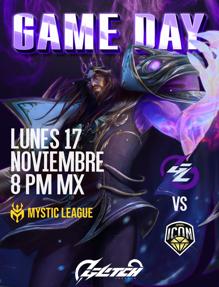 GAME DAY🔥 Glitch Esports 👾 vs <a href="/IconEsportsMX/">Icon Esports</a> 💎

Hoy vamos a Glitchear <a href="/MysticLatam/">Mystic League</a> !  solo el equipo con mayor estrategia, habilidad y trabajo en equipo
logrará sobrevivir! Nosotros no nos rendimos! #GoGlitch 🔥

⏰ HOY a las 8PM/MEX - 9PM/COL
📺 twitch.tv/mysticleaguetv