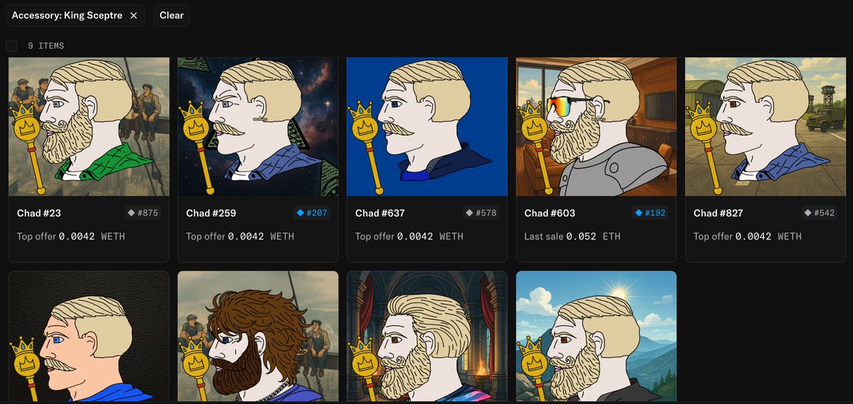 King Sceptre Trait

Based $CHAD <a href="/BasedChadHQ/">Chad</a>  NFTs look good here