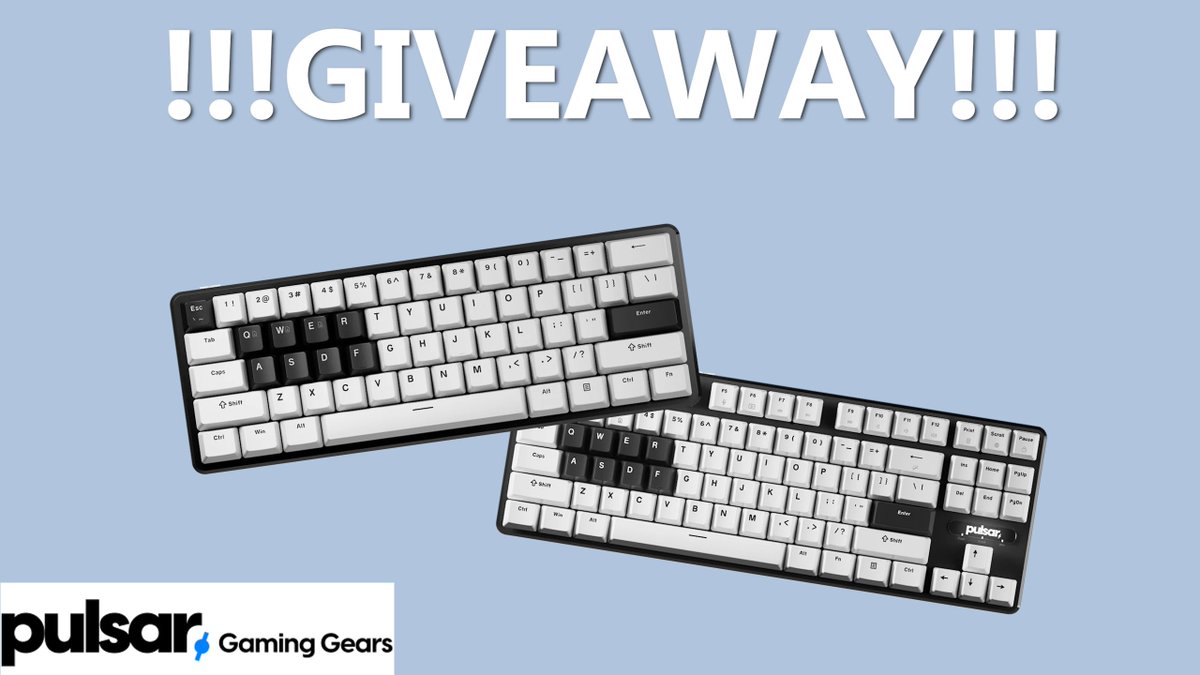 Pulsar Keyboard Giveaway ⌨️  

One winner will be selected to win a <a href="/PulsarGears/">Pulsar Gaming Gears</a> Keyboard (TKL or 60%) on November 24th 

To Enter:
✅follow <a href="/PulsarGears/">Pulsar Gaming Gears</a> + <a href="/tdawggVAL/">TDAWGG</a> 
✅like + repost 
✅tag two friends below 
Best of luck, Thank you!