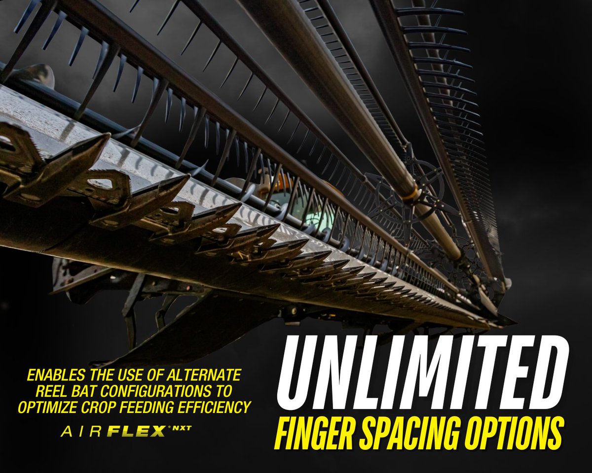 Precision meets performance. 

The fully adjustable cam reel on the AirFLEX NXT gives you a stronger grab, gentler release, and smoother, more consistent feeding — with unlimited finger spacing options so no crop gets left behind.
