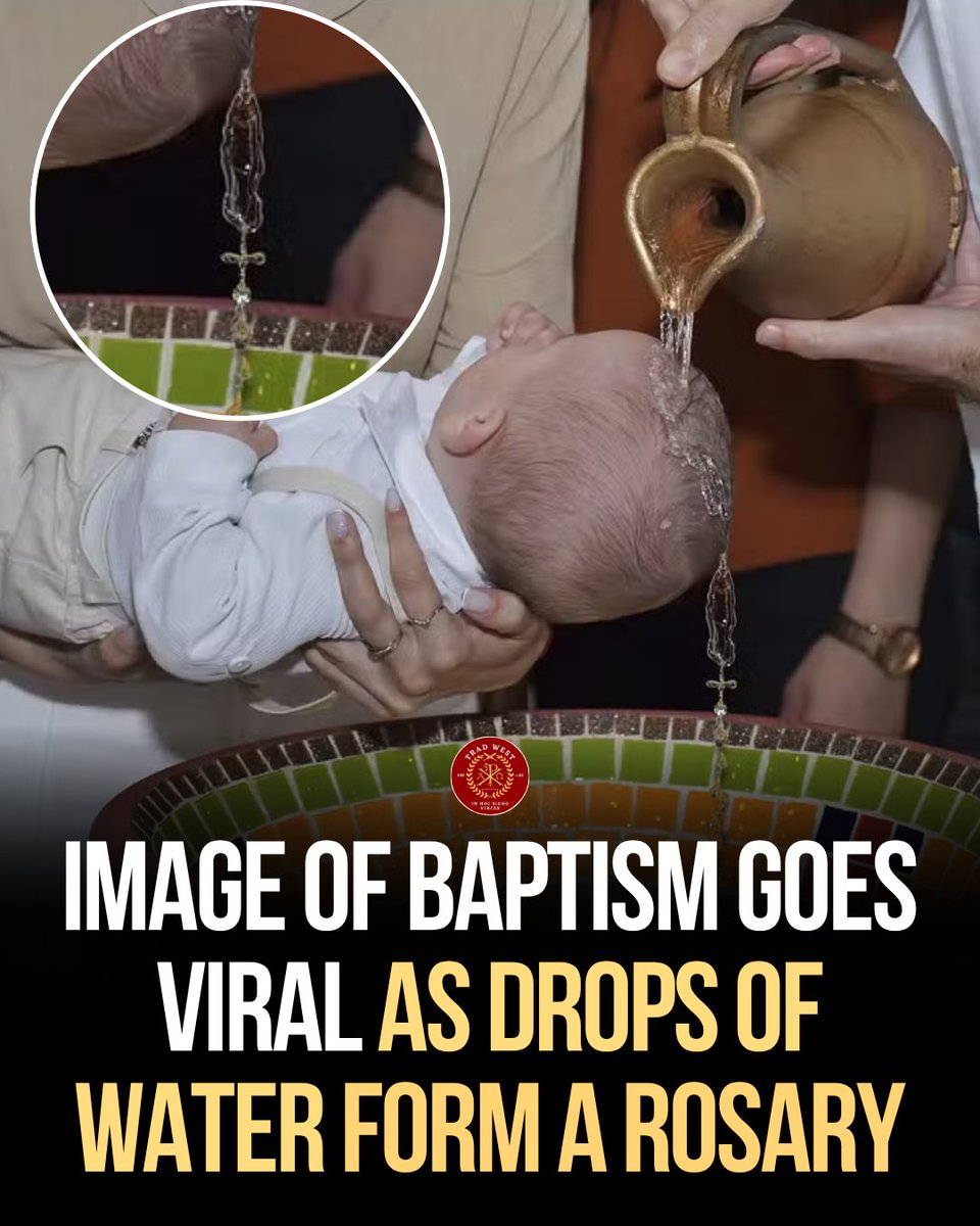 trad_west_'s tweet image. A photo from a baptism in Pinhalzinho, Brazil, on September 21st went viral after the falling water droplets appeared to form the shape of a rosary.

Christ is King!