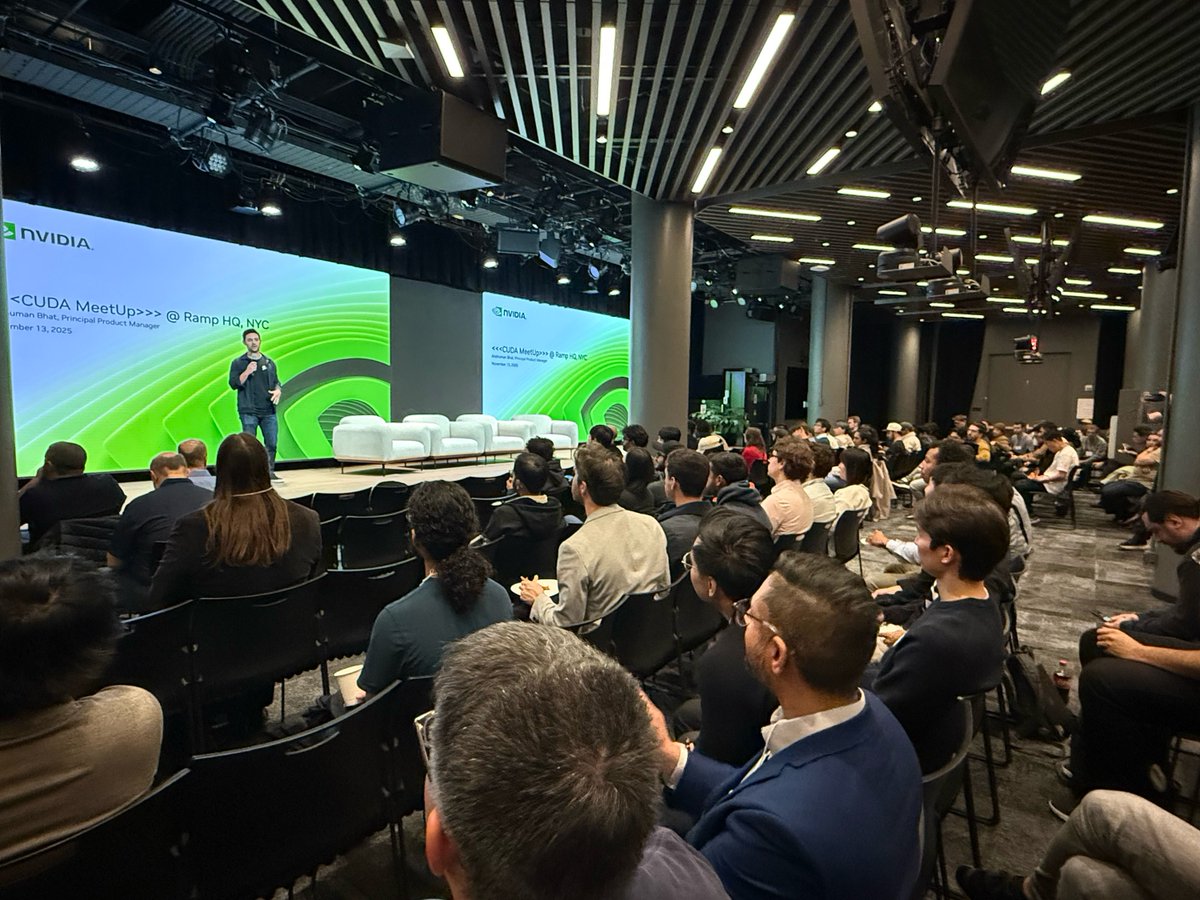 BenFutor's tweet image. It was a pleasure host the CUDA meet-up with @nvidia and @tryramp. Covering the full arc of modern AI - from infra level hardware/software stacks to what it actually takes to deploy these frontier systems in production at  hedge funds like D.E. Shaw and Worldquant.