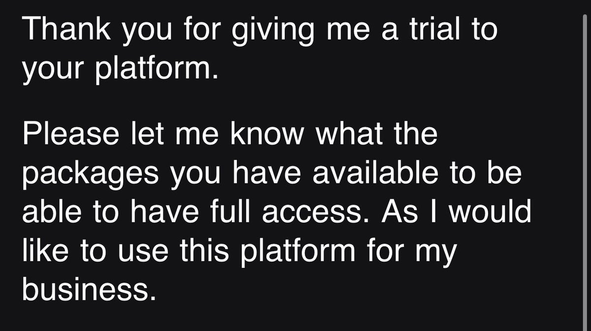 RickahTech's tweet image. Day 14

Starting the week with a bang! Always great to get these kind of messages. 

I’ve got a couple more demos lined up for this week hoping we can get some more clients onboarded.