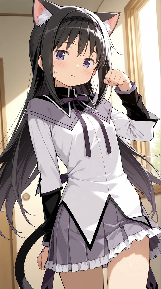 Almond_Eye_Art's tweet image. おはようニャン🐾
いいね💗リポスト🔃に応じてほむニャンが遊んでくれるかも！？
#暁美ほむら #魔法少女まどかマギカ #AIart #fanart