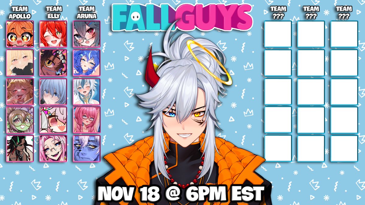 PhoenixxVT's tweet image. Monthly big custom Fall Guys lobby!! 
I&apos;ll be hosting this tomorrow (Tuesday) at 6PM EST!

I have 3 teams good to go already!

So im looking for 15 vtubers to fill up the last slots! If you&apos;d like to join please leave a reply! :)