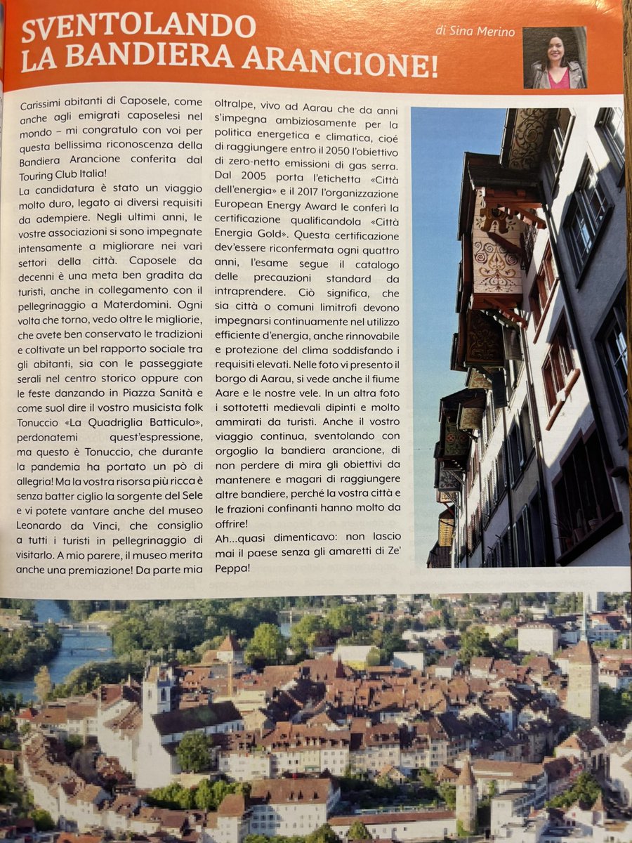 SinaMerino's tweet photo. La Sorgente Nr. 110 - Auguri alla @PROLOCOCAPOSELE per questo prestigioso riconoscimento! Sventolando la bandiera! @TouringClub Italia @weloveaarau energiestadt #Giebelstadt Foto veduta aerea Aarau @ Walter Dietler e con gentile concessione da #aarauinfo https://t.co/fq33puYVGp