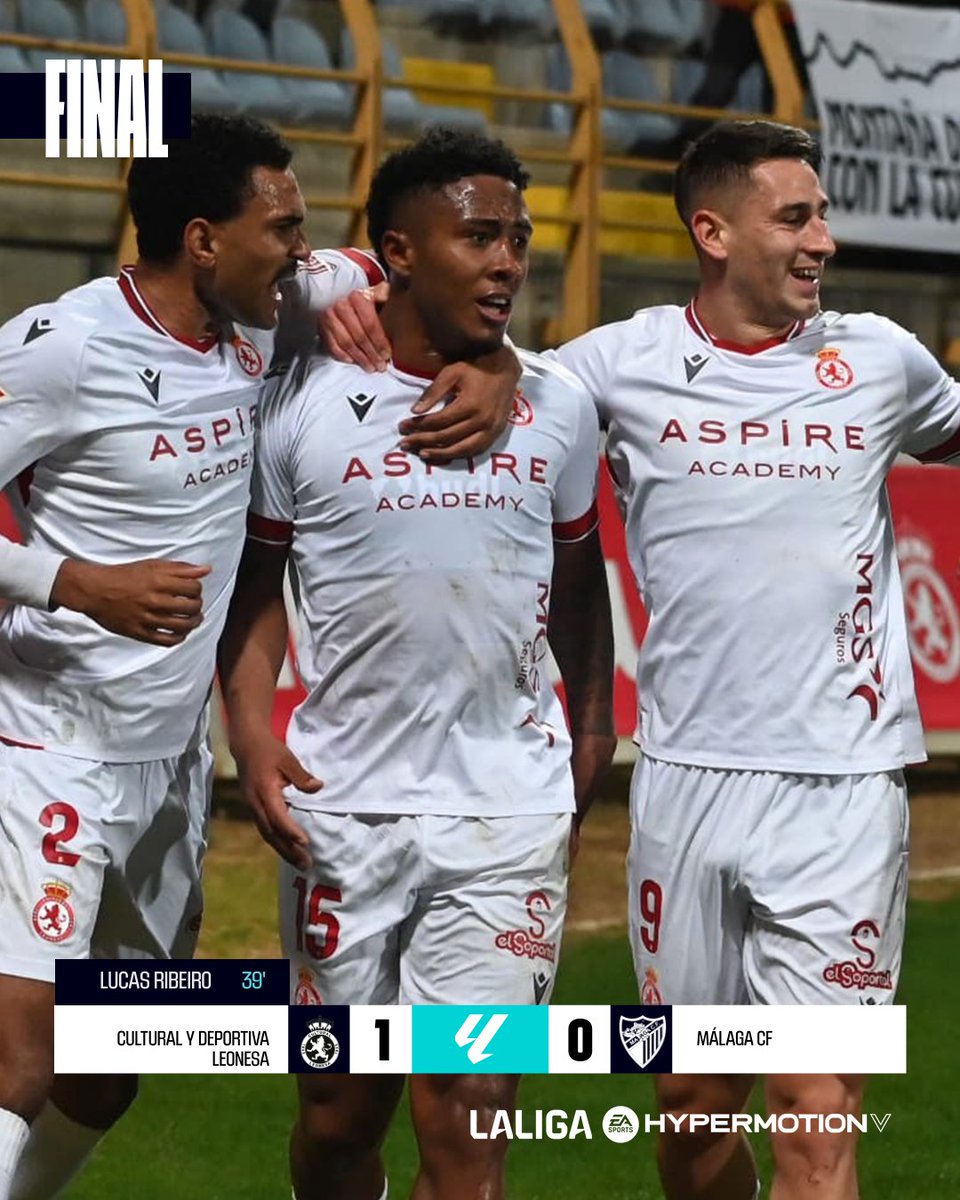 LaLiga2's tweet image. FINAL #CulturalMálaga 1-0 

✅ ¡El gol de Ribeiro da los tres puntos a la @CyDLeonesa! 

#LALIGAHYPERMOTION