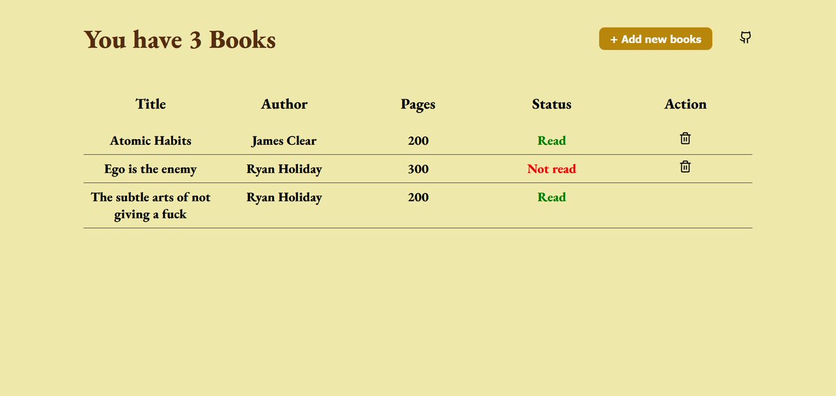 jerrydev123's tweet image. 🔥 Day 14 of #100DaysOfCode
• Started my Library project from @TheOdinProject
• Built the basic structure
• Todo for tomorrow: add dialog for adding book info and improve the style
#JavaScript #WebDevelopment #DevJourney #BuildInPublic