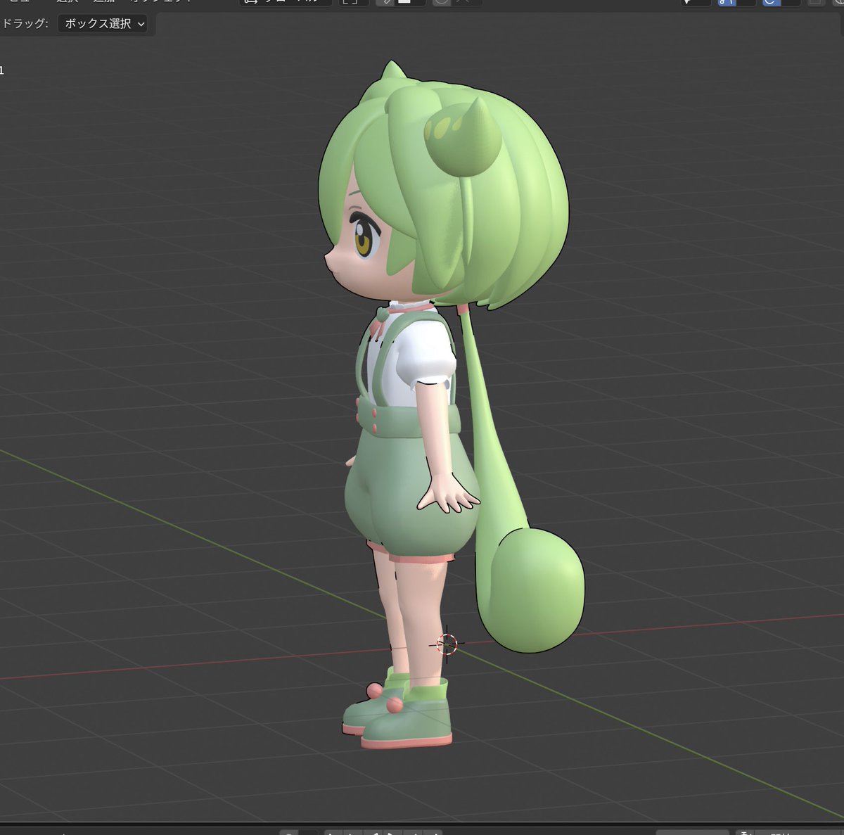 ずんだもん完成した！やんわり挫折して後で作ろうと思ってたら、２ヶ月ぶりくらいになっちゃった　#blender初心者