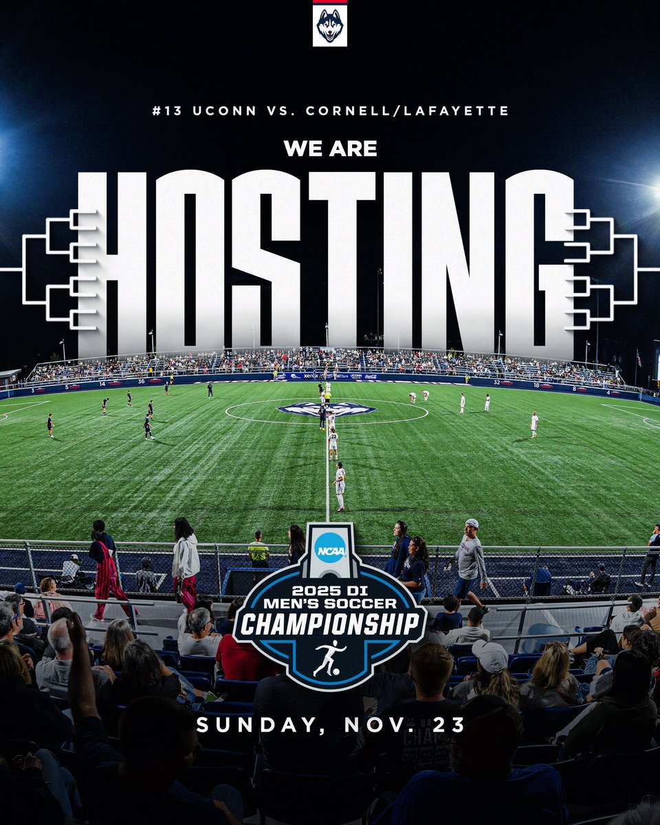 WE ARE HOSTING‼️

UConn will host the winner of Cornell vs. Lafayette on Sunday, November 23 at 2:00pm at Morrone Stadium!

Secure your tickets🎟️⤵️
uconnhuskies.evenue.net/events/amens-s…
