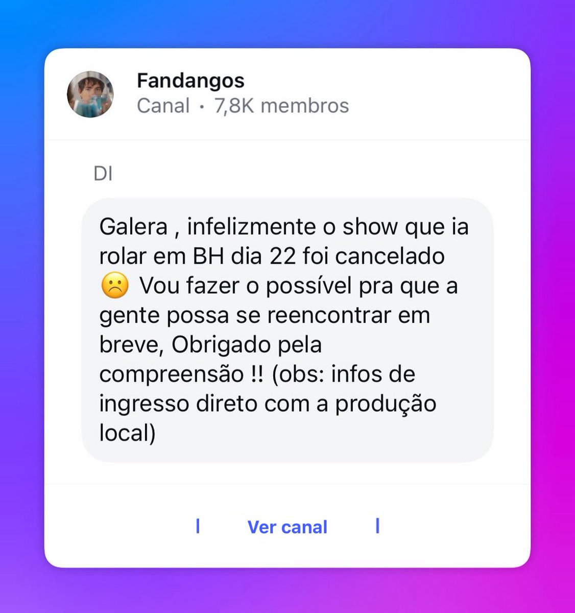 HeyDiFerrero's tweet image. Atenção Fandangos, o show de Bh dia 22/11 ficará para outro momento.