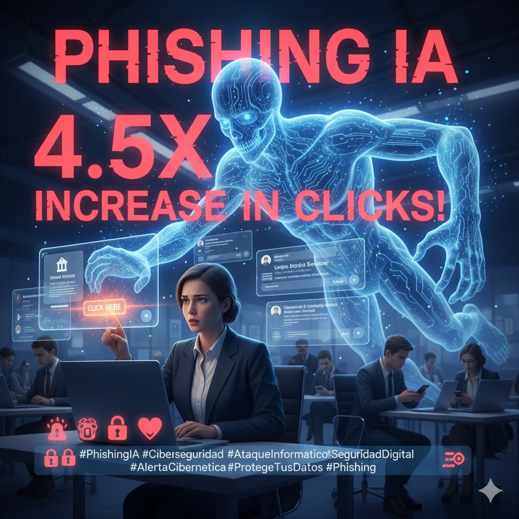 🚨 ¡Los ataques de phishing aumentan su efectividad en un 4.5X cuando están automatizados con IA! 🤯
​
Esto significa que los ciberdelincuentes están usando la #InteligenciaArtificial para crear correos y mensajes de phishing increíblemente convincentes y personalizados. Ya no