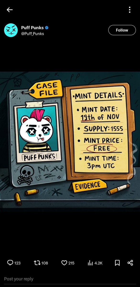 We announce our collaboration with  <a href="/Puff_Punks/">Puff Punks</a>
#freemint
To win og 🔥
Chain: #base
supply: 1555
How to Enter
10X GTD wl winner. 
1️⃣Follow <a href="/forte_nation/">fortenation</a>, @theawakenuchiha &amp; <a href="/Puff_Punks/">Puff Punks</a>
2️⃣❤️, 🔄,Tag 3 friend
3️⃣Drop your wallet
12h to winners