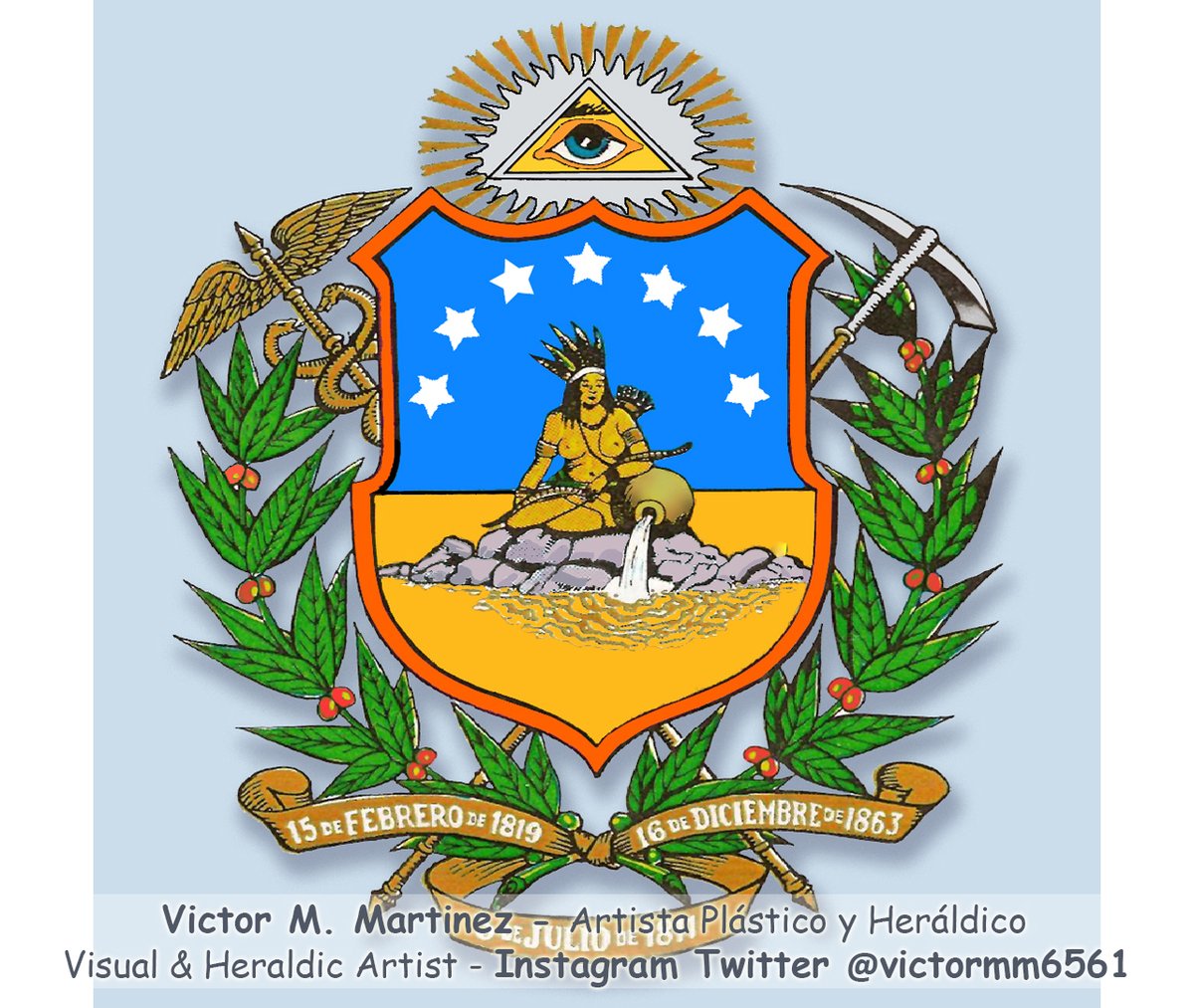 victormm6561's tweet photo. Escudo de Armas del Estado Bolívar, el nombre del Estado es un Homenaje a el Libertador Simón Bolívar, #Arte Julio de 1.933, editado por El #Artista Plástico y Heráldico Victor M. Martinez

#Heraldica #Heraldry #Bolivar #Design #VisualArt #victormm6561 #Art #DigitalArt #Venezuela https://t.co/EvwGsRtuxQ