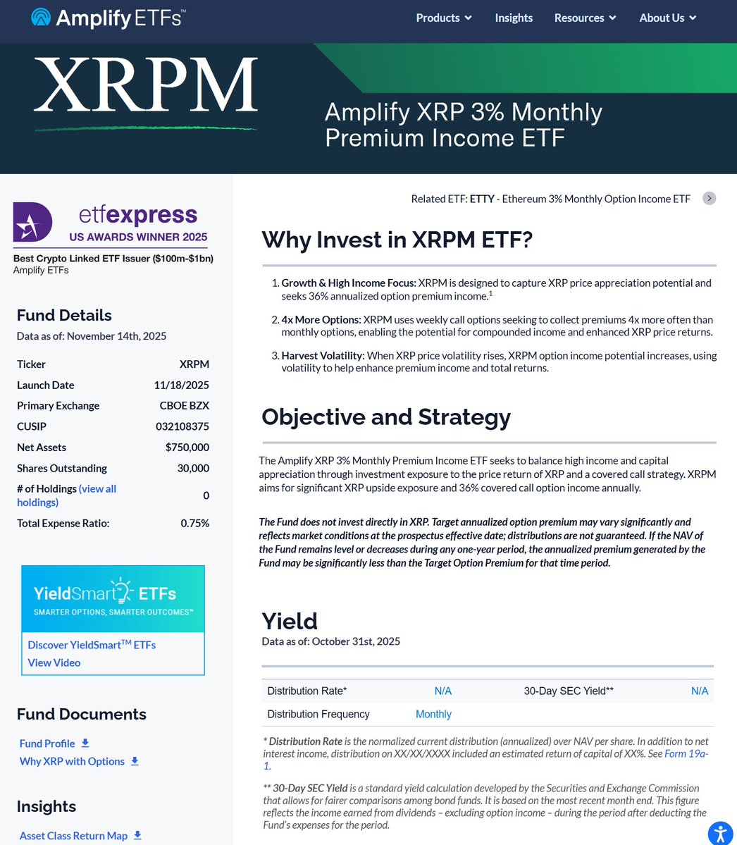 ChadSteingraber's tweet image. YA BABY WE&apos;RE GOING LIVE!!

Ticker: XRPM 3% Monthly Income ETF