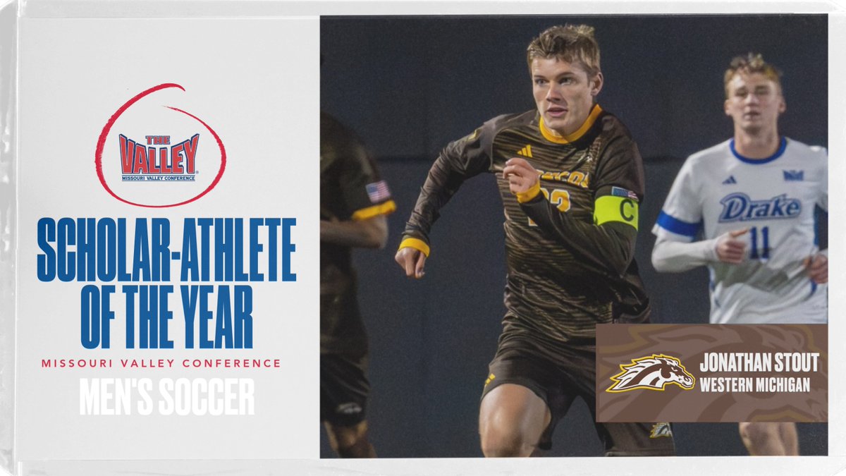 MVCsports's tweet image. Men&apos;s Soccer Scholar-Athlete of the Year❗️

🏆 Jonathan Stout @WMUMensSoccer 

Read More: bit.ly/3XyXcwZ

#TheValleyRunsDeep
