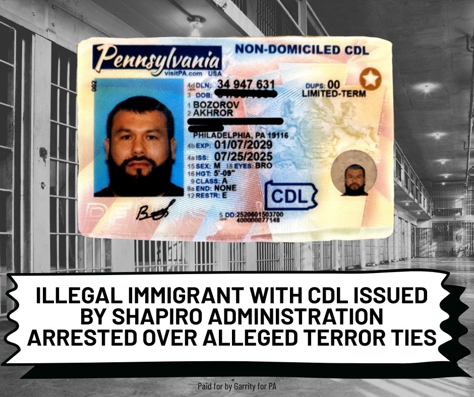 GarrityForPA's tweet image. Every state is a border state. When Josh Shapiro&apos;s failures align with Joe Biden&apos;s, Pennsylvanians are put at risk.
dhs.gov/news/2025/11/1…