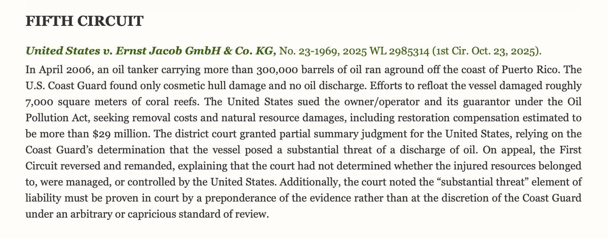 The November 2025 'Ocean and Coastal Case Alert' is now available! The Case Alert is our monthly newsletter highlighting recent court decisions impacting ocean and coastal resource management.

View the list of cases:
⚖️ nsglc.olemiss.edu/casealert